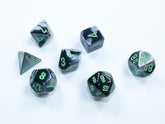 CHESSEX - Dados Minipoliédricos Gemini Black-Grey/green - Gamesmart
